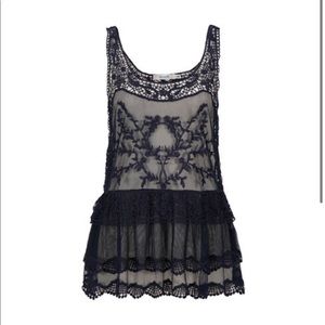 Rickis embroidered sheer mesh tank
